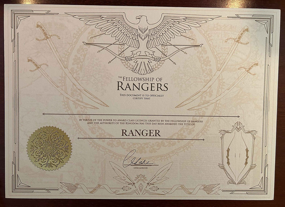 D&D Dungeons and Dragons Class Certificate Old World Magic Gold Foil Sticker NoAI Hand Drawn Ranger