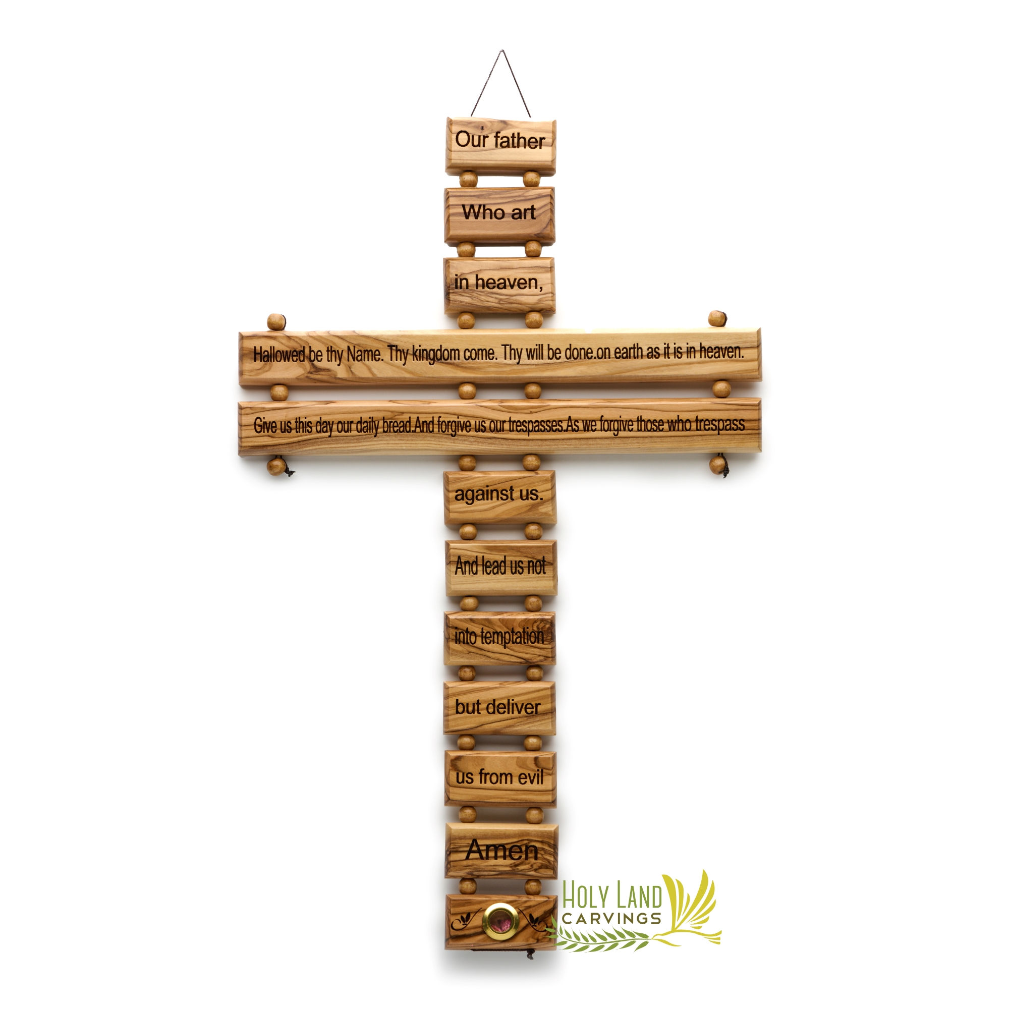 Our Father Prayer 15 Inch Olive Wood Wall Cross