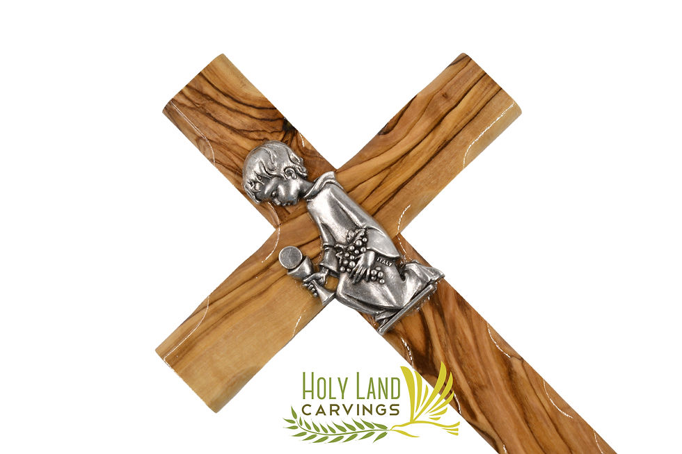Thumbnail: First communion Gift - 6Inch Olive Wood Cross Gift
