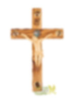 Thumbnail: 14" Olive Wood Cross for Home Décor with Wooden Carved Jesus and Relics
