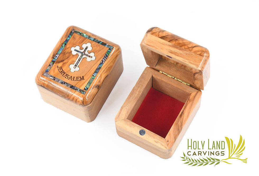 Thumbnail: Olive Wood and Mother of Pearl Rosary Box