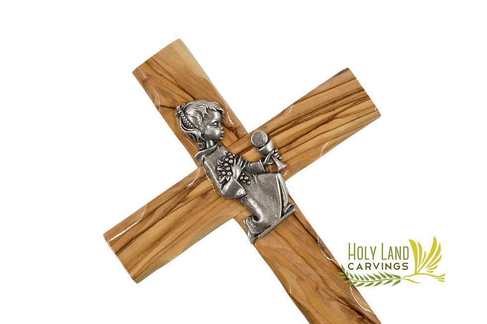Thumbnail: First communion Gift - 6Inch Olive Wood Cross Gift