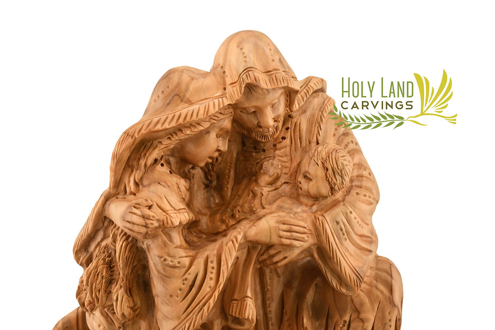 Thumbnail: Holy Family Masterpiece Made of Olive Wood, Home Blessing Statue of Holy Family