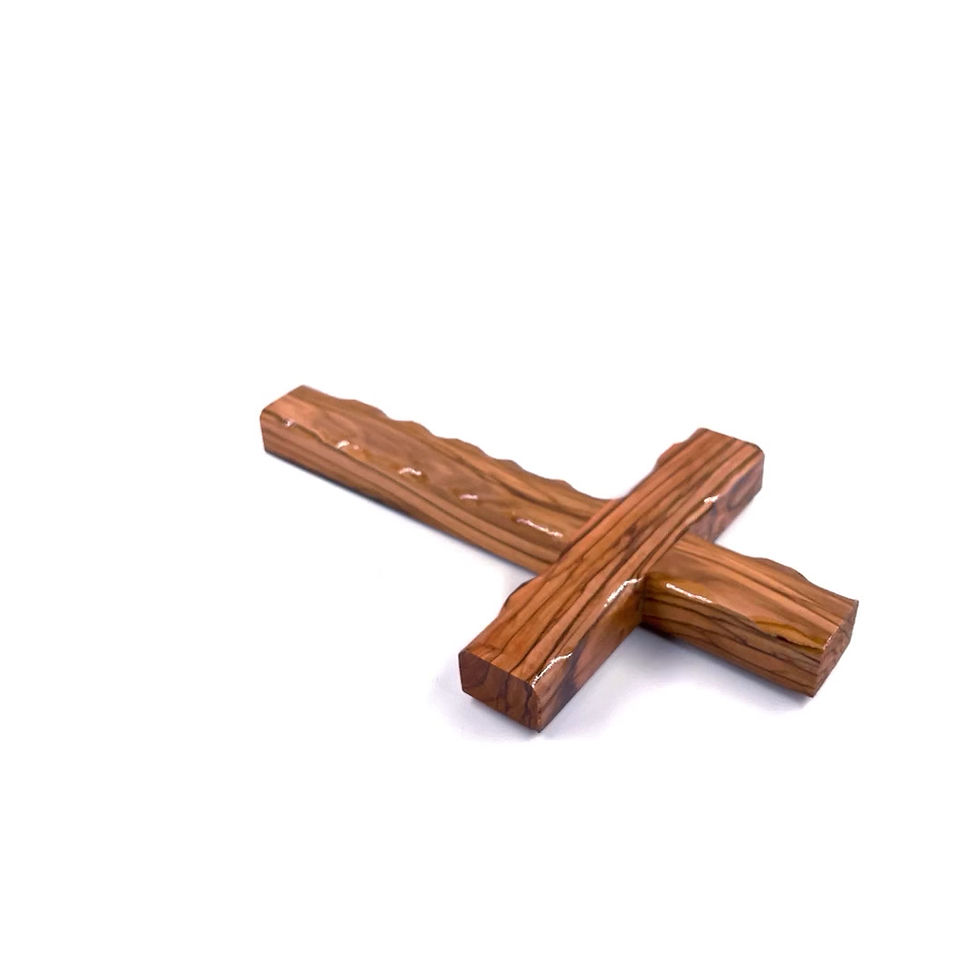Thumbnail: 8 Inch Wooden Wall Hanging Cross Made of Olive Wood - Perfect for Kids Room