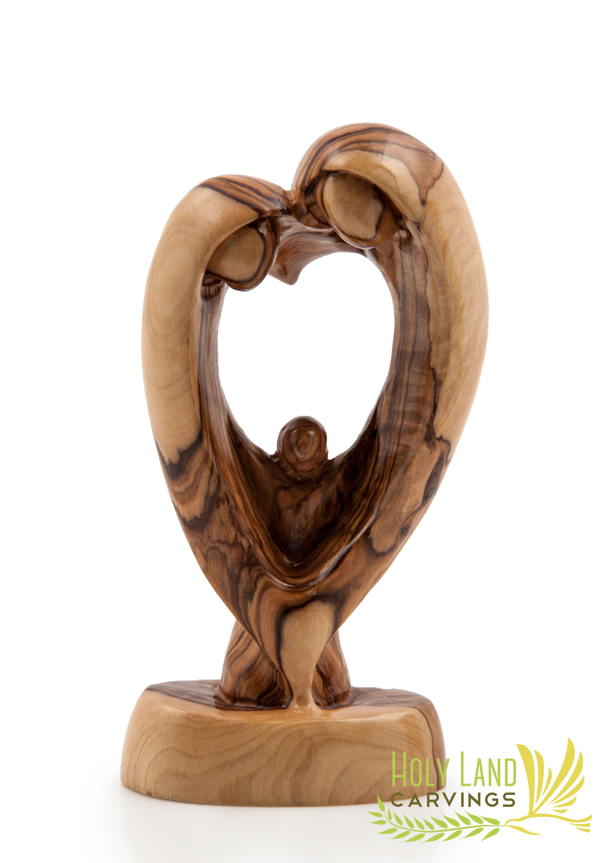 Wooden Holy Family Statue in a Heart Shape