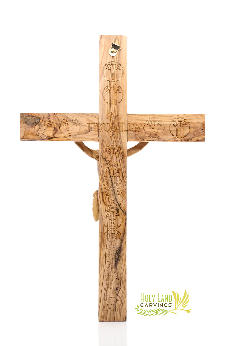 Thumbnail: 20 Inch Olive Wood Crucifix with Mother of Pearl Stripe
