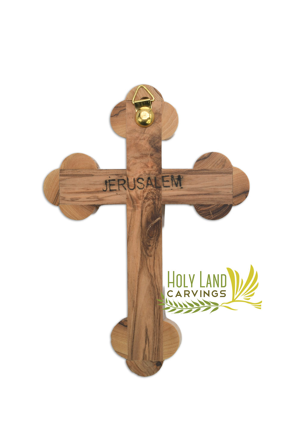 Thumbnail: Wall Hanging Olive Wood Crucifix Cross - 4 Glass Adorned with Relics
