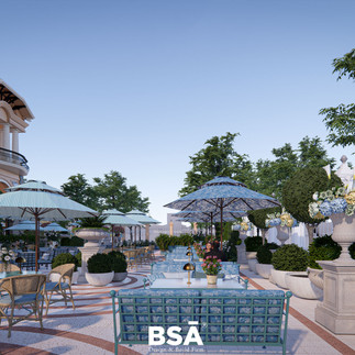 thiết kế cảnh quan bên ngoài nhà hàng