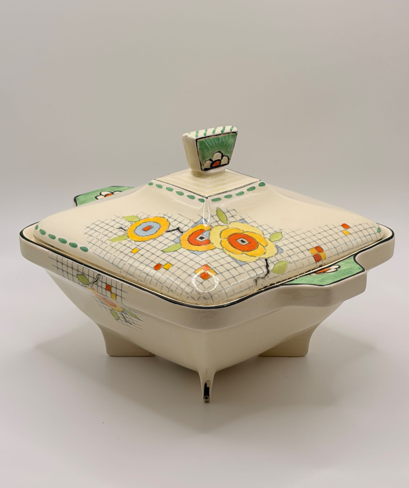 1930s Burgleigh Ware “Brocade” Art Deco Serving Dish