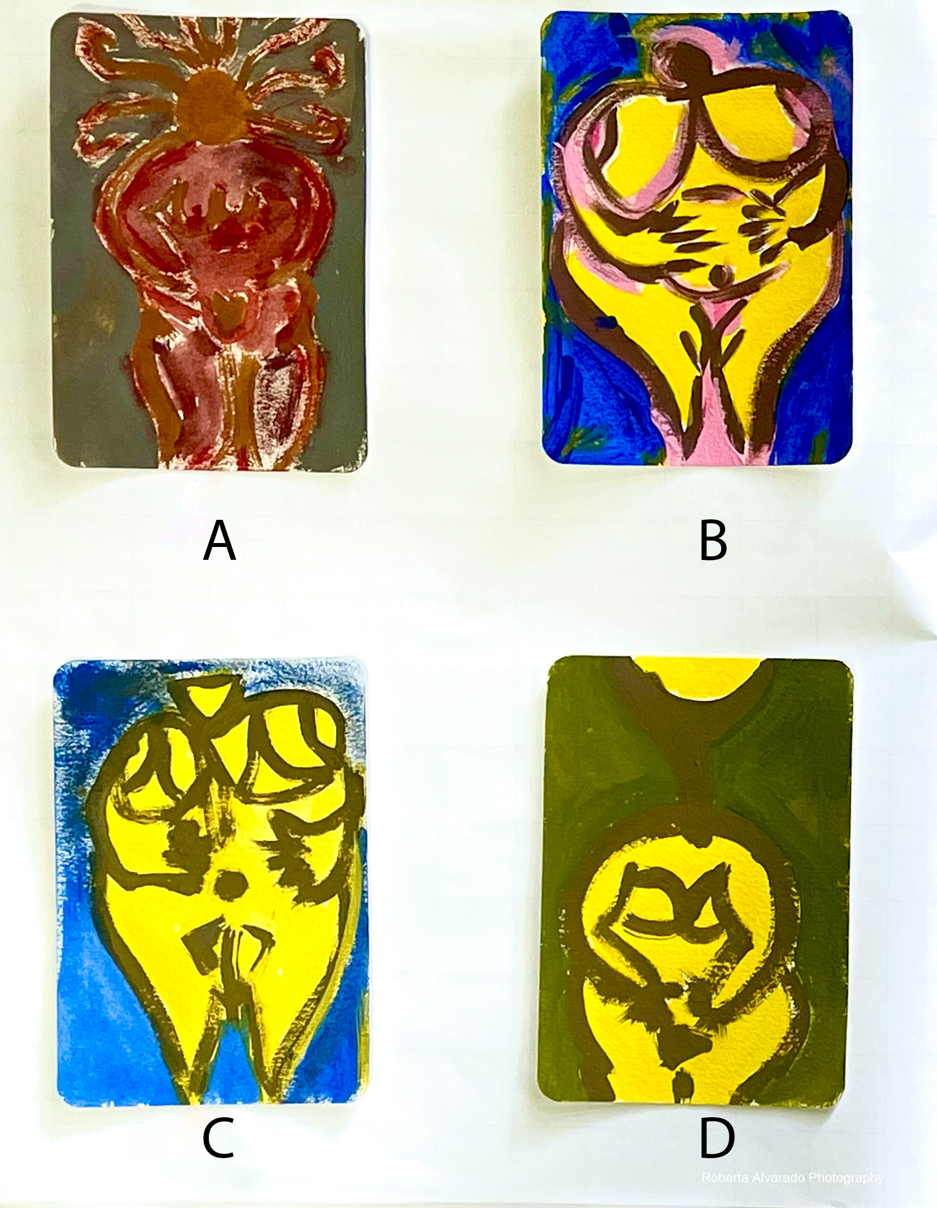 8 Postcards | Unique, individual pieces: Variations of Mother Earth goddesses