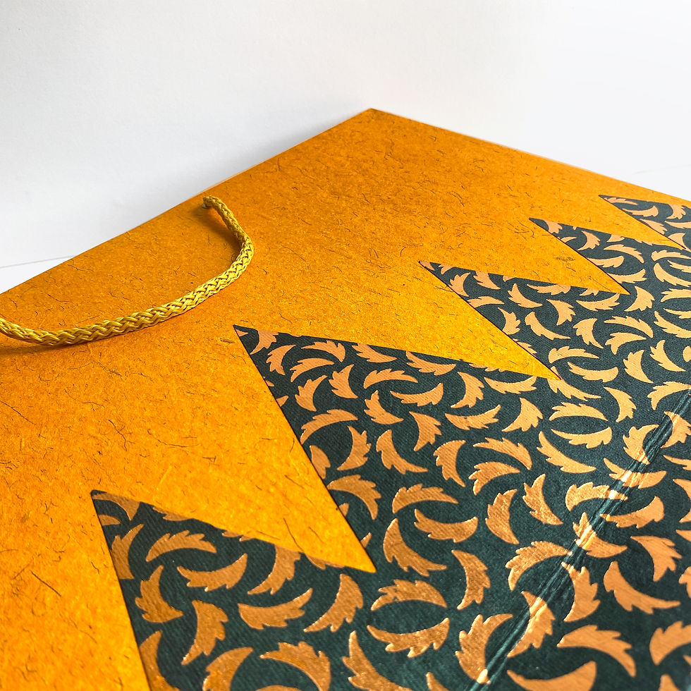 Thumbnail: Foiled Yellow Handmade Paper Carry Bag - set of 10,20,50