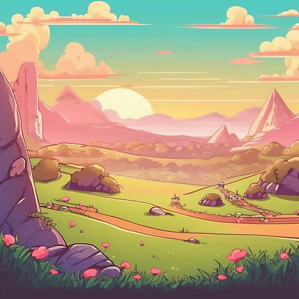 plain background with a retro style gaming, scenery, cartoon_anime style, light in colour