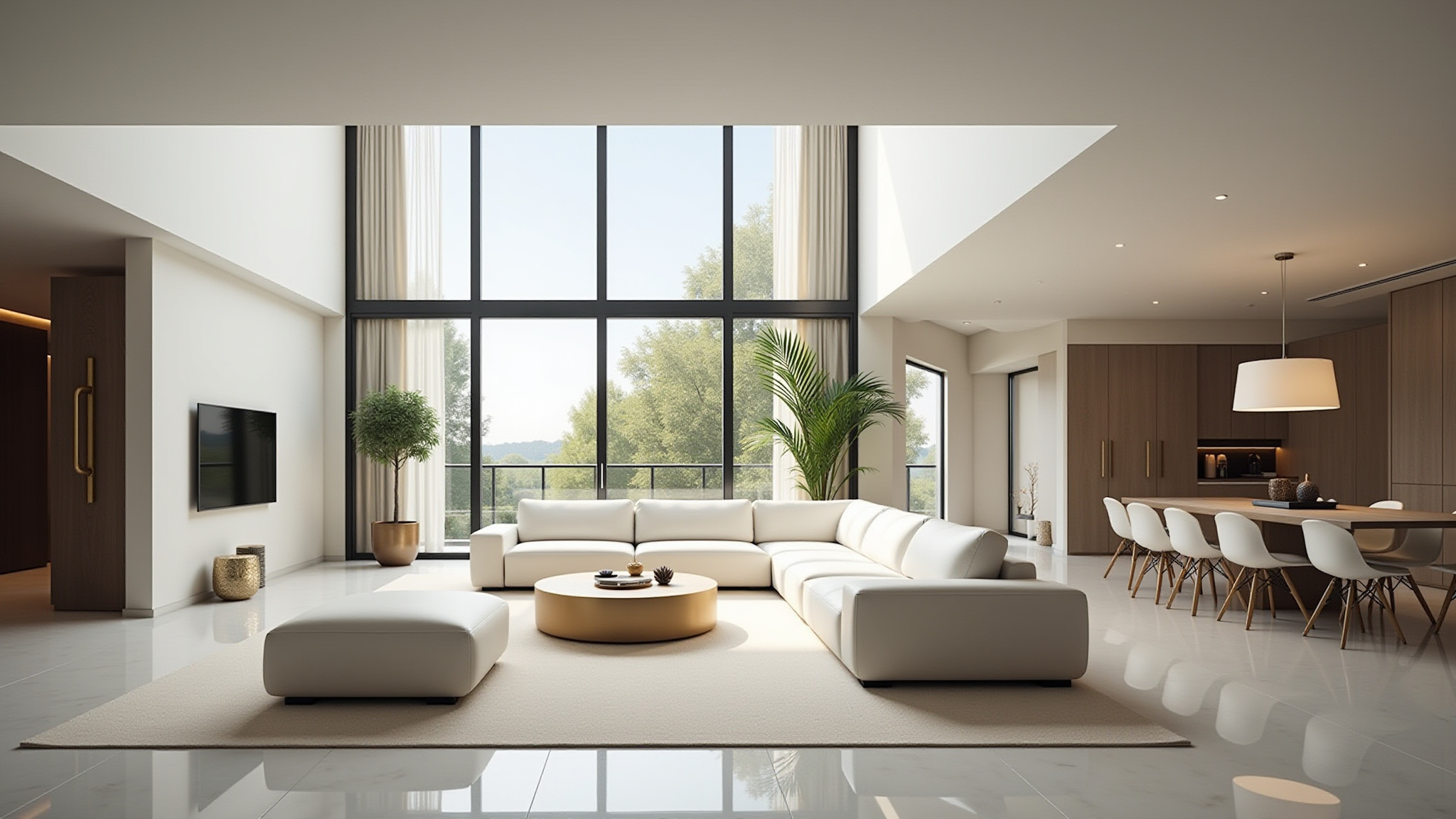 Sala moderna y luminosa, ejemplo de propiedad destacada en nuestros servicios inmobiliarios
