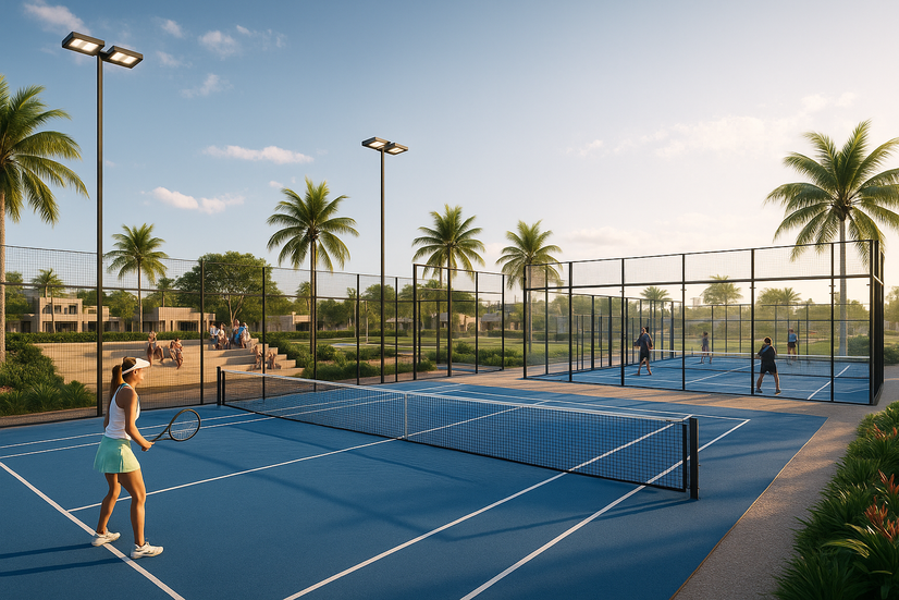 Cancha de tenis y pádel en Costella Telchac Puerto, rodeada de naturaleza y amenidades de lujo