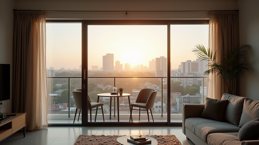 Vista de un apartamento moderno en una ciudad mexicana