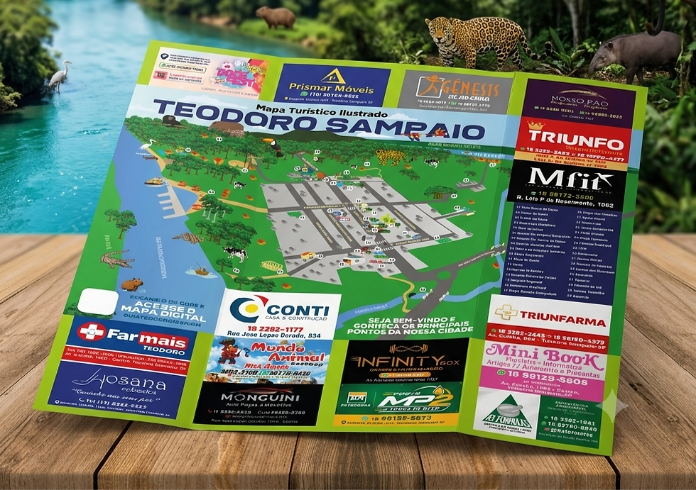 Mapa Turístico Ilustrado de Teodoro Sampaio: descubra os principais atrativos da Capital do Pontal do Paranapanema