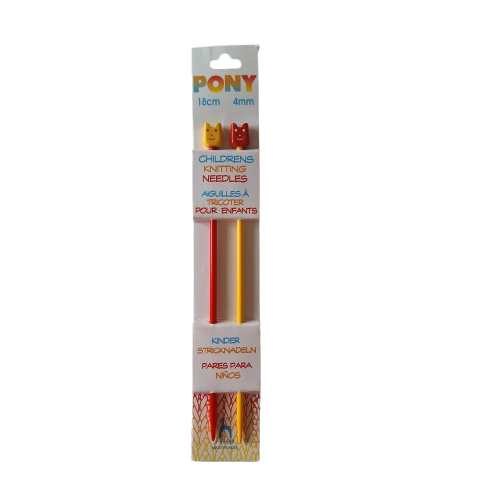 Thumbnail: Pony Children's 4mm Plastic Knitting Needles - 18cm