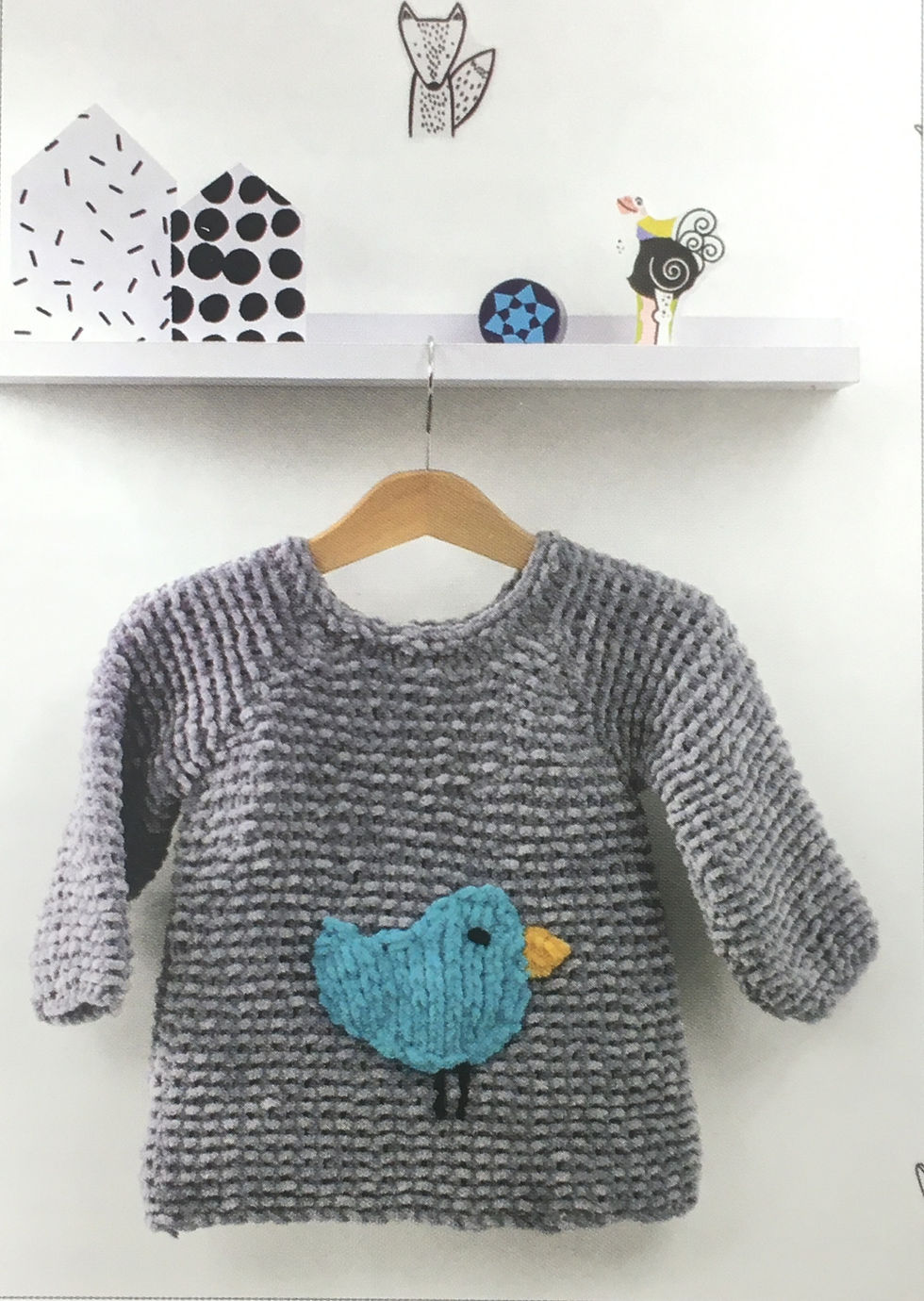 Thumbnail: JB832 Sweater with Back Neck Opening in James C Brett Flutterby Chunky