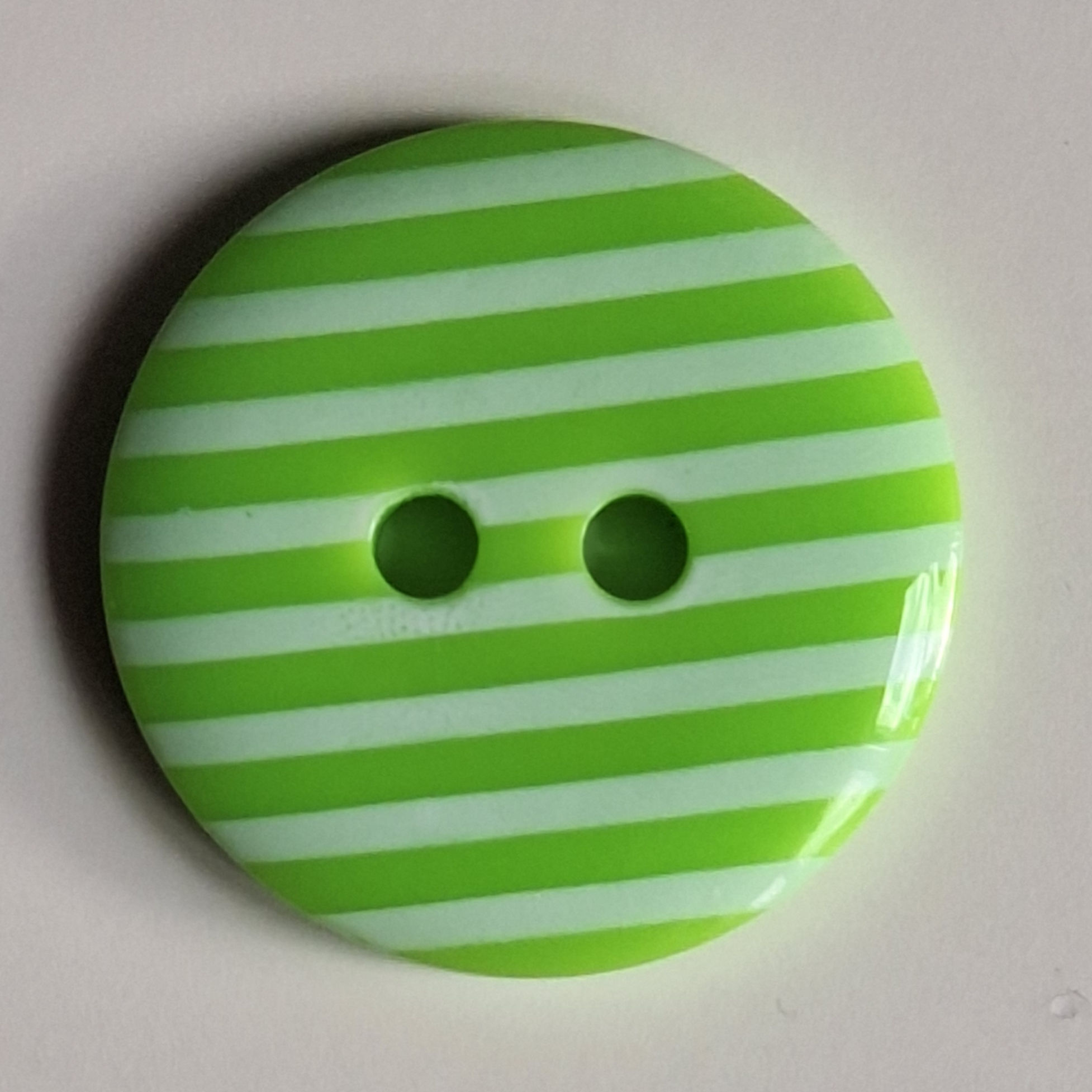 18mm Lime Green & White Stripe Button