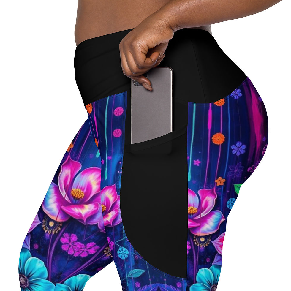 Miniature : Crossover leggings with pockets Street Syndicate Flowers Blue Edition