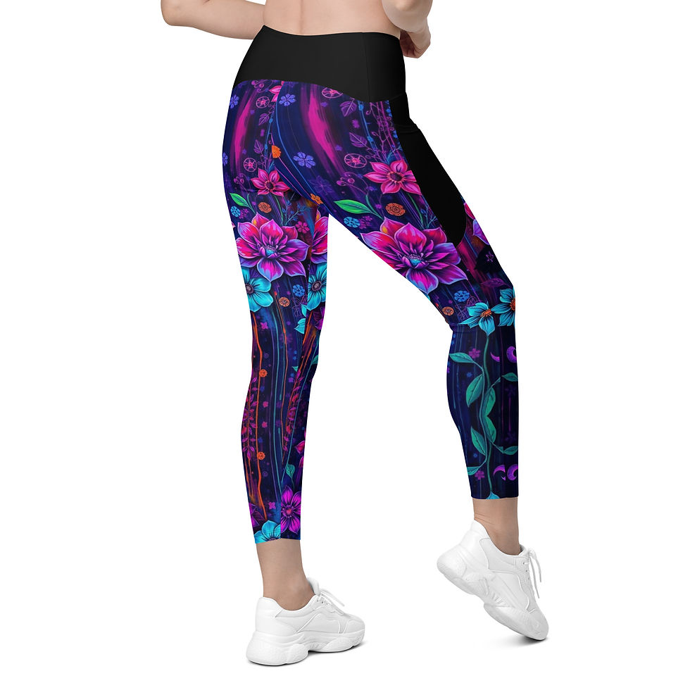 Miniature : Crossover leggings with pockets Street Syndicate Flowers Blue Edition