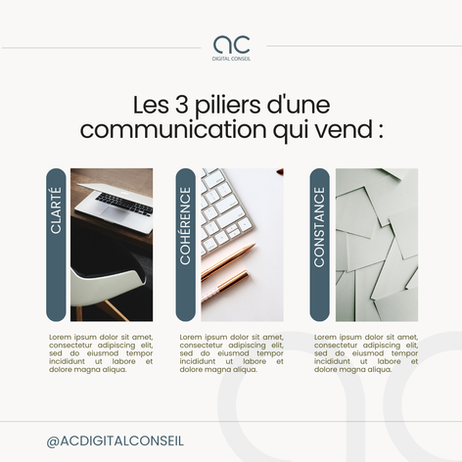 Templates Canva LinkedIn sur-mesure pour AC Digital Conseil, consultante en communication à Lyon. Conception Studio Inceptia, graphiste freelance Lyon Ouest Lyonnais.