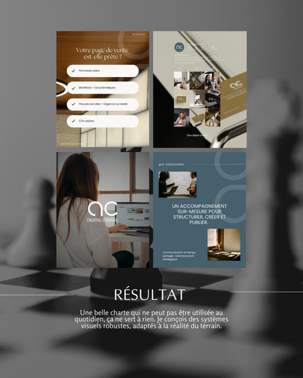 Templates Canva posts Instagram et Facebook aux couleurs d'AC Digital Conseil. Conception Studio Inceptia, graphiste freelance Lyon.