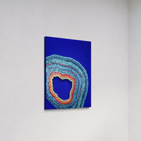 sculptural picture on pins made up of fragments of photographs, movable pieces, kinetic art, moving mosaic