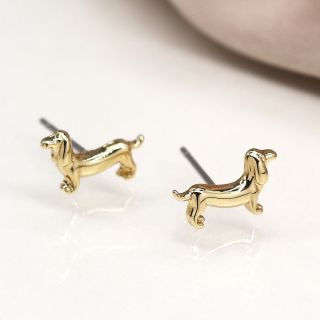 Thumbnail: Pom - Faux gold and silver plated dogs and paws triple earring set