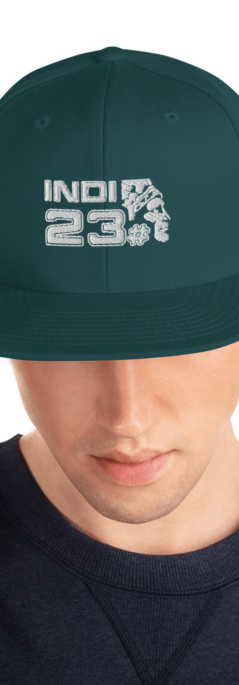 A stylish snapback hat featuring a structured fit and a flat brim for a modern, trendy look. Equipped with an adjustable snapback closure for a customizable fit, this hat is perfect for casual wear and adds a bold touch to any outfit.