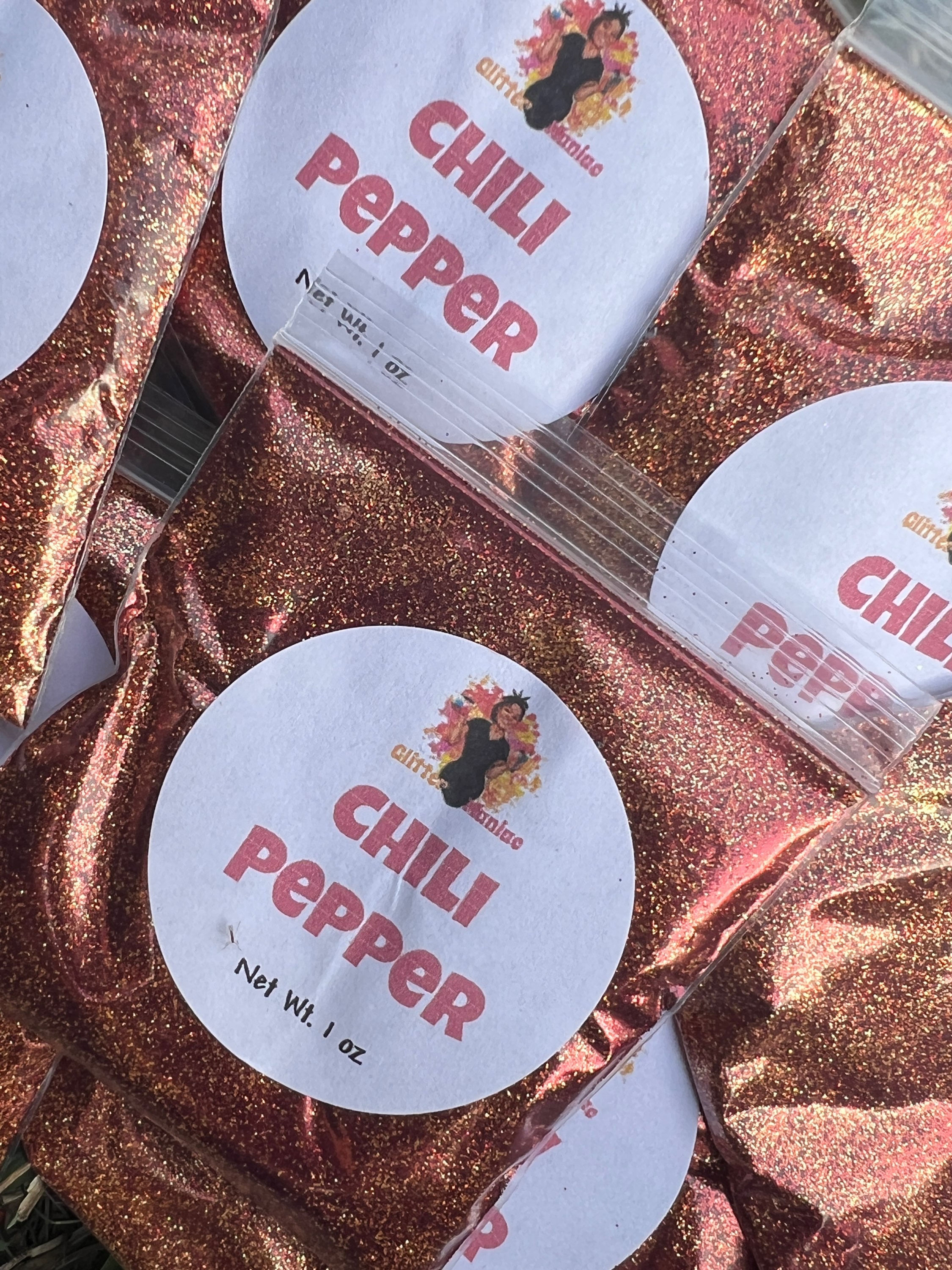Chili Pepper/Red and Gold Fine Metallic Glitter