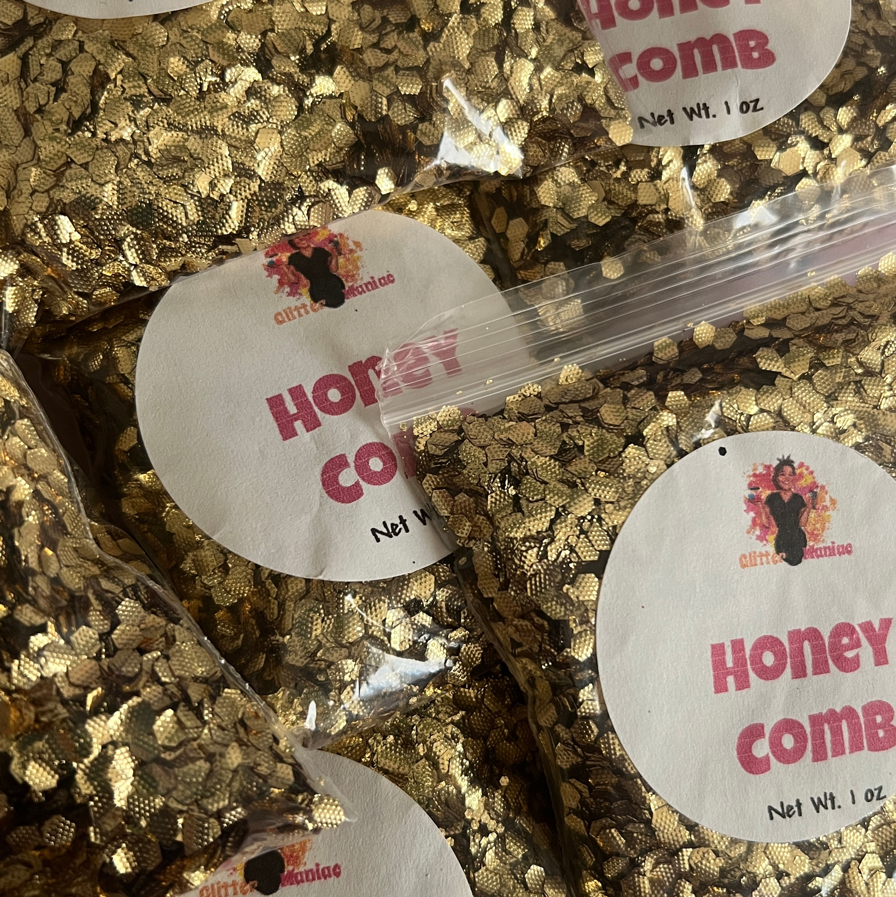 Honey Comb/Gold Chunky Metallic Glitter