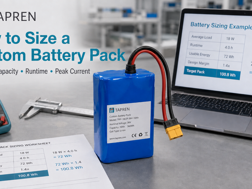 How to Size a Custom Battery Pack: Voltage, Capacity, Runtime, and Peak Current