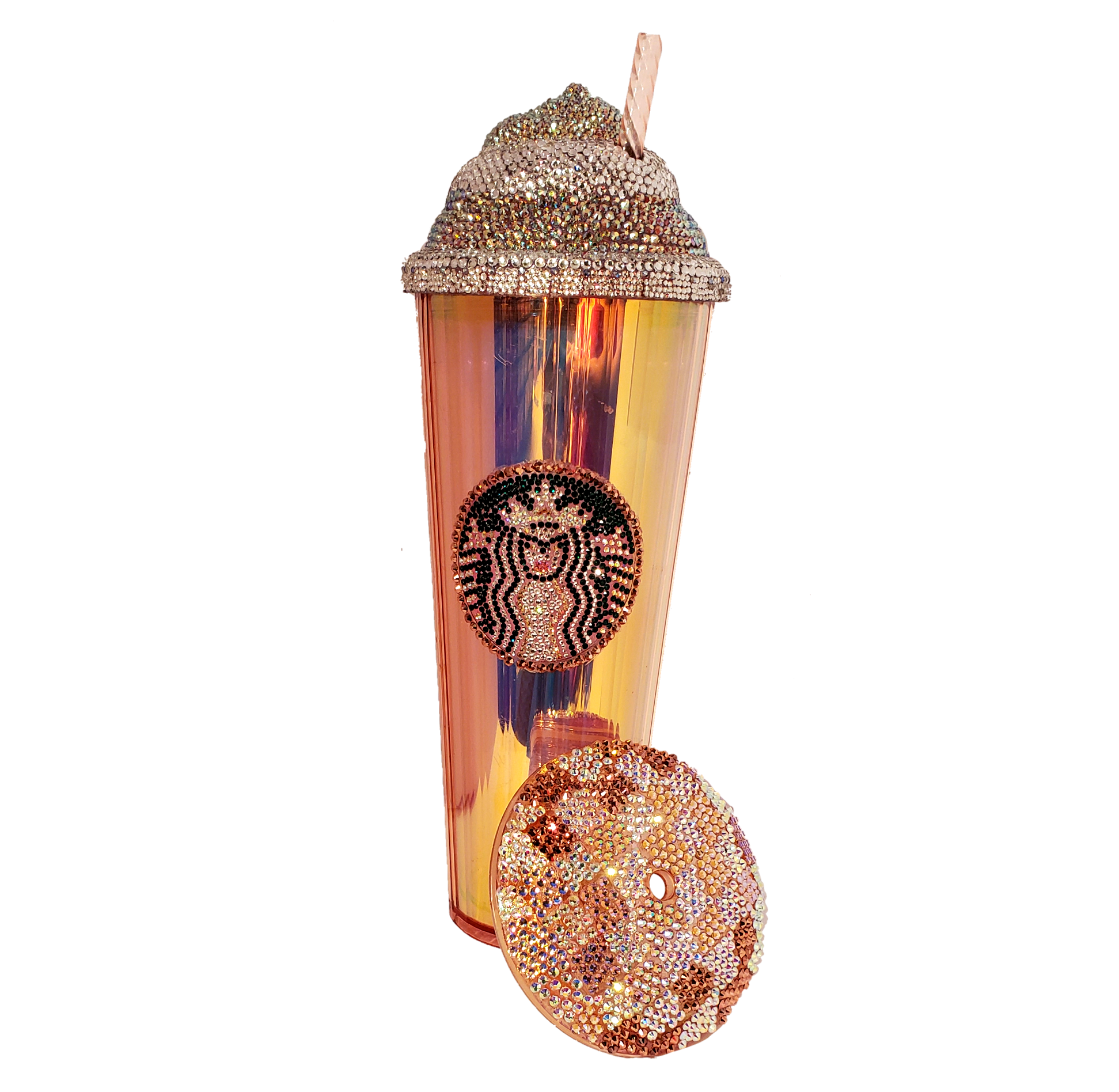 Starbucks Tumbler, Blinged Out 2 Lids + Logo