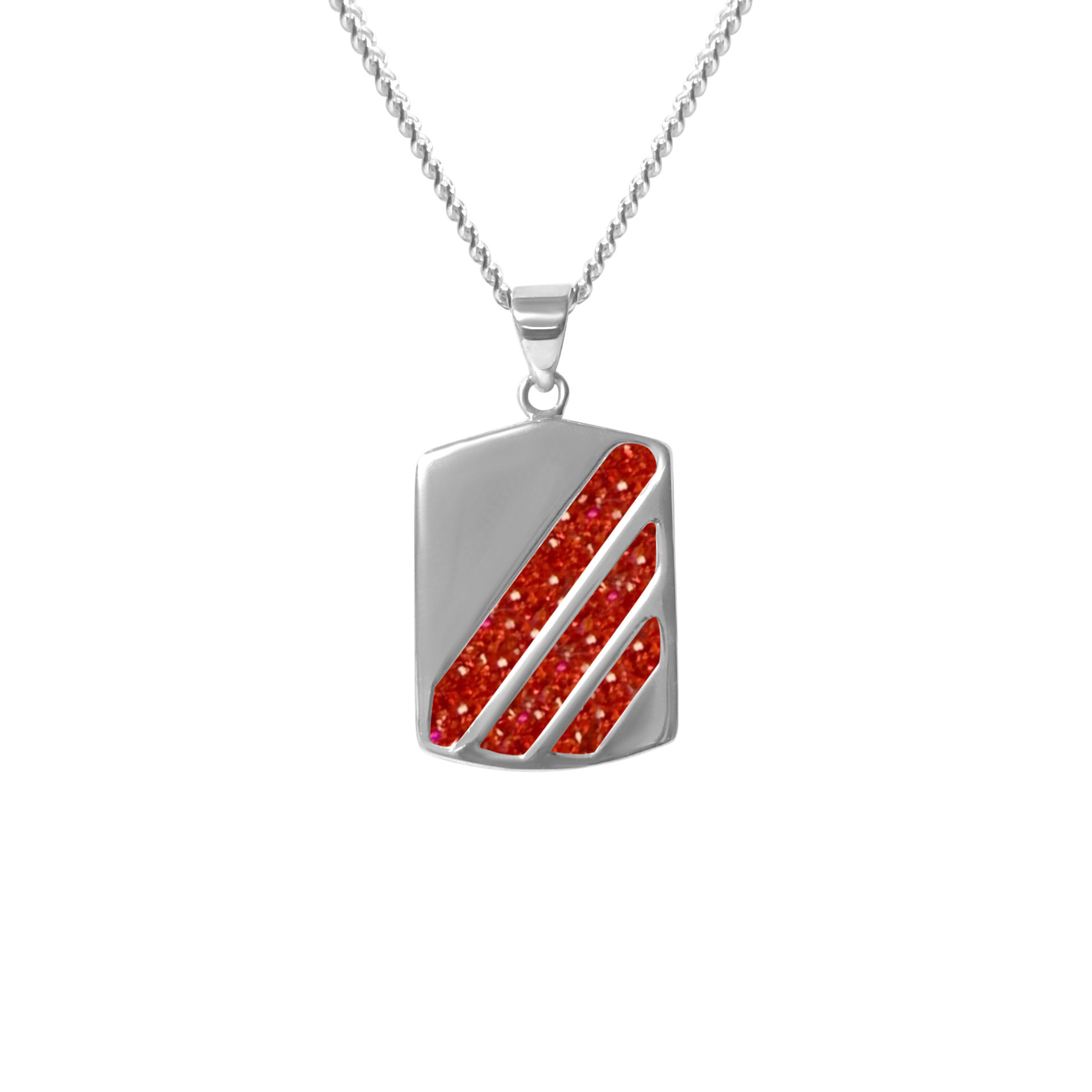 Silver block lined pendant