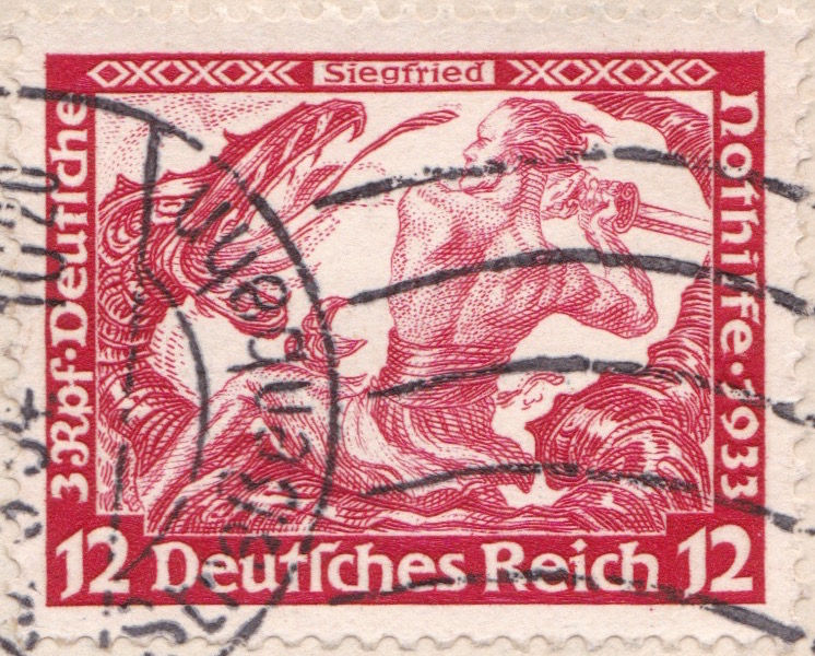 Mi.504 - The scene depicts Siegfried slaying Fafner, guardian of Wotan's treasure and the magic ring. Ref: 20.08.1934 - 2/35