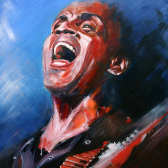 Le chanteur de rock' n roll-Huile sur toile 81 par 65 cm