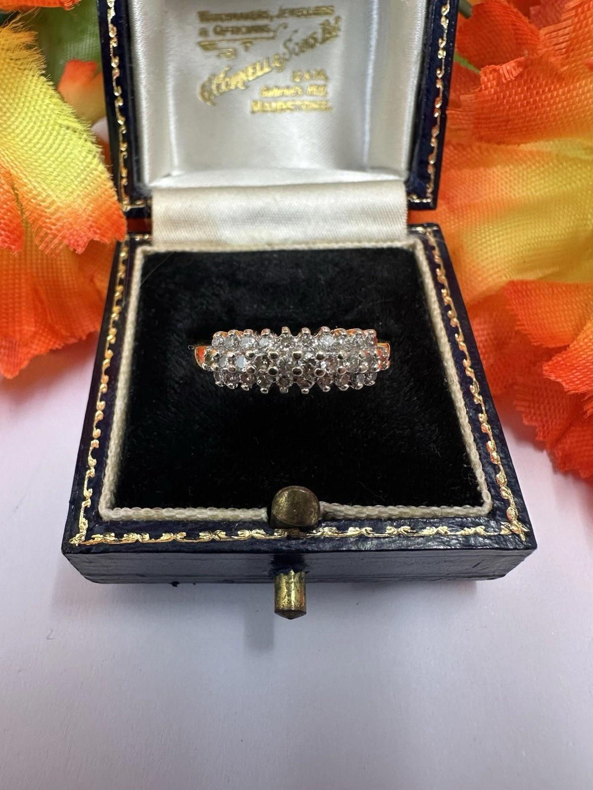 9ct Diamond Cluster Band. Size L 1/2. 0.30ct