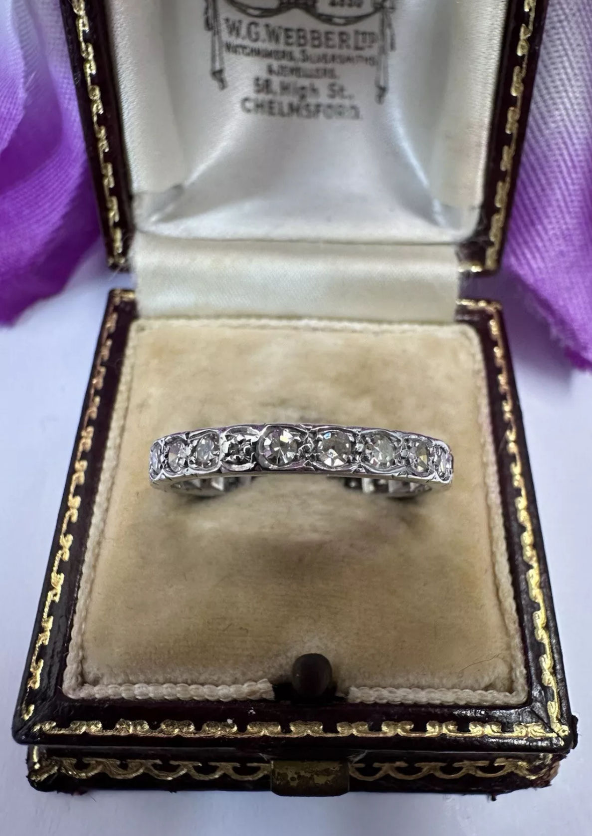 Vintage 18k White Gold Full Et 1ct Stones