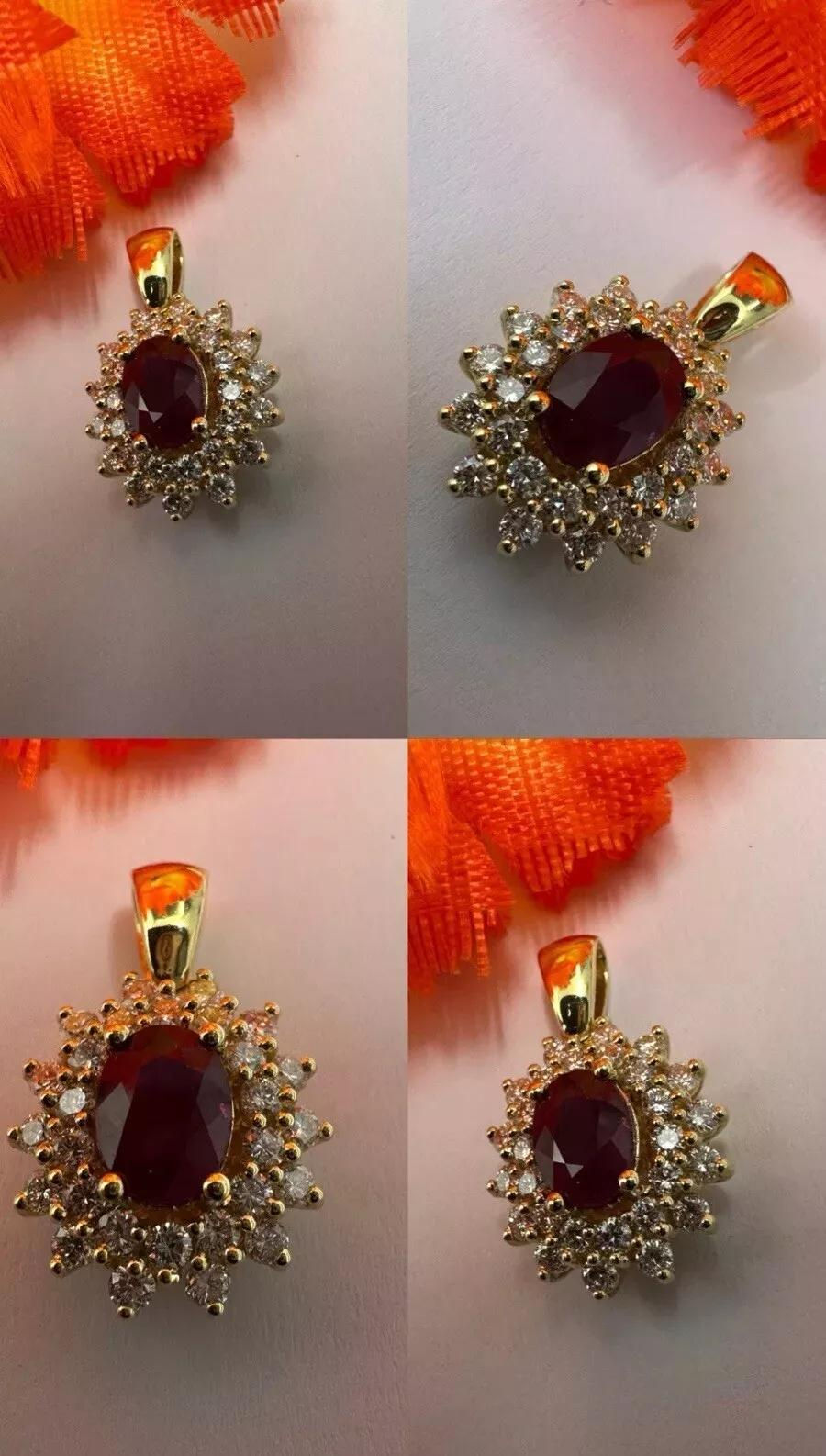 Stunning Ruby/diamond 18k Gold Pendant (1ct Ruby/0.70ct Diamond)