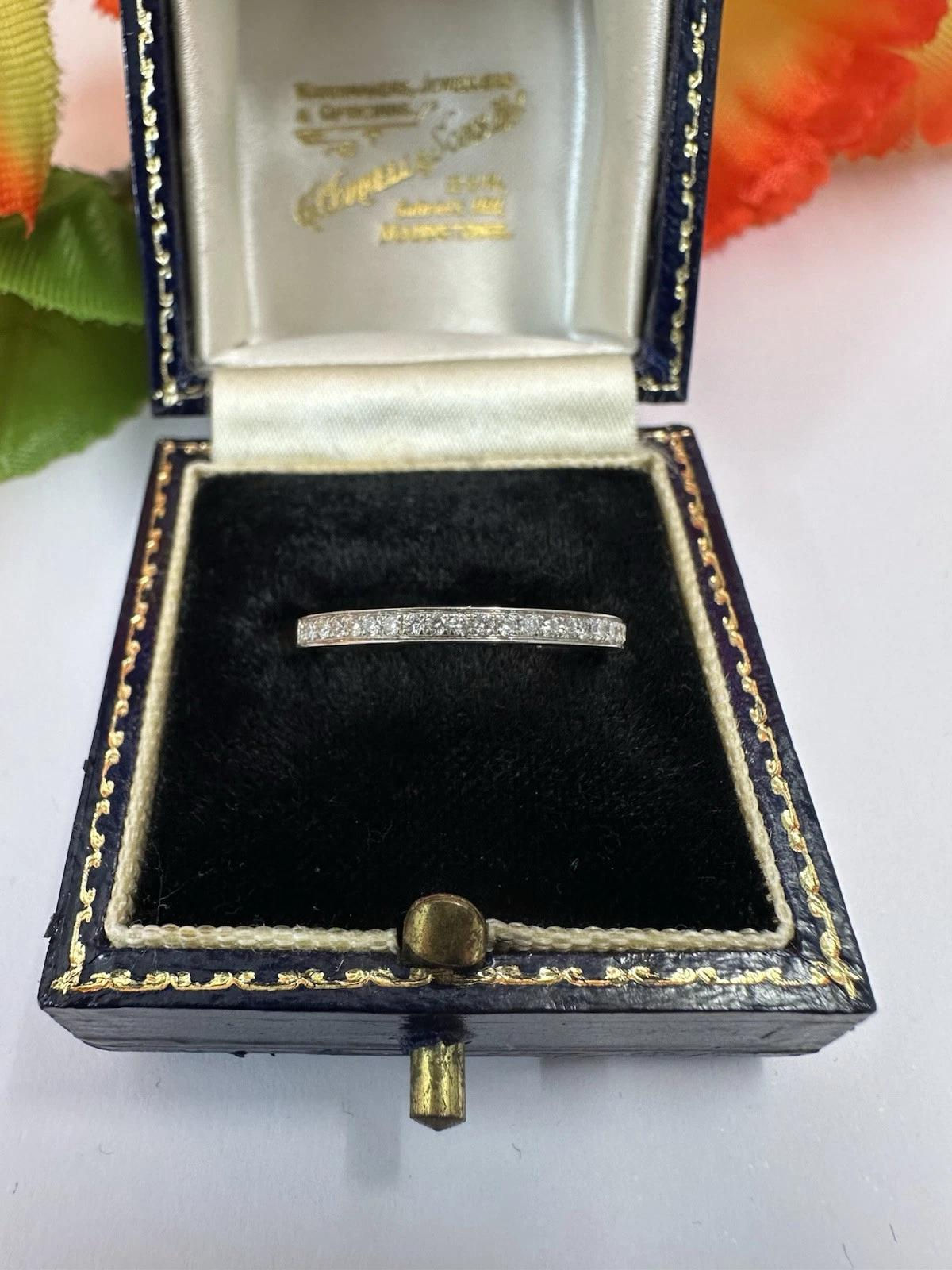 Platinum Diamond Half Eternity Ring. Size J