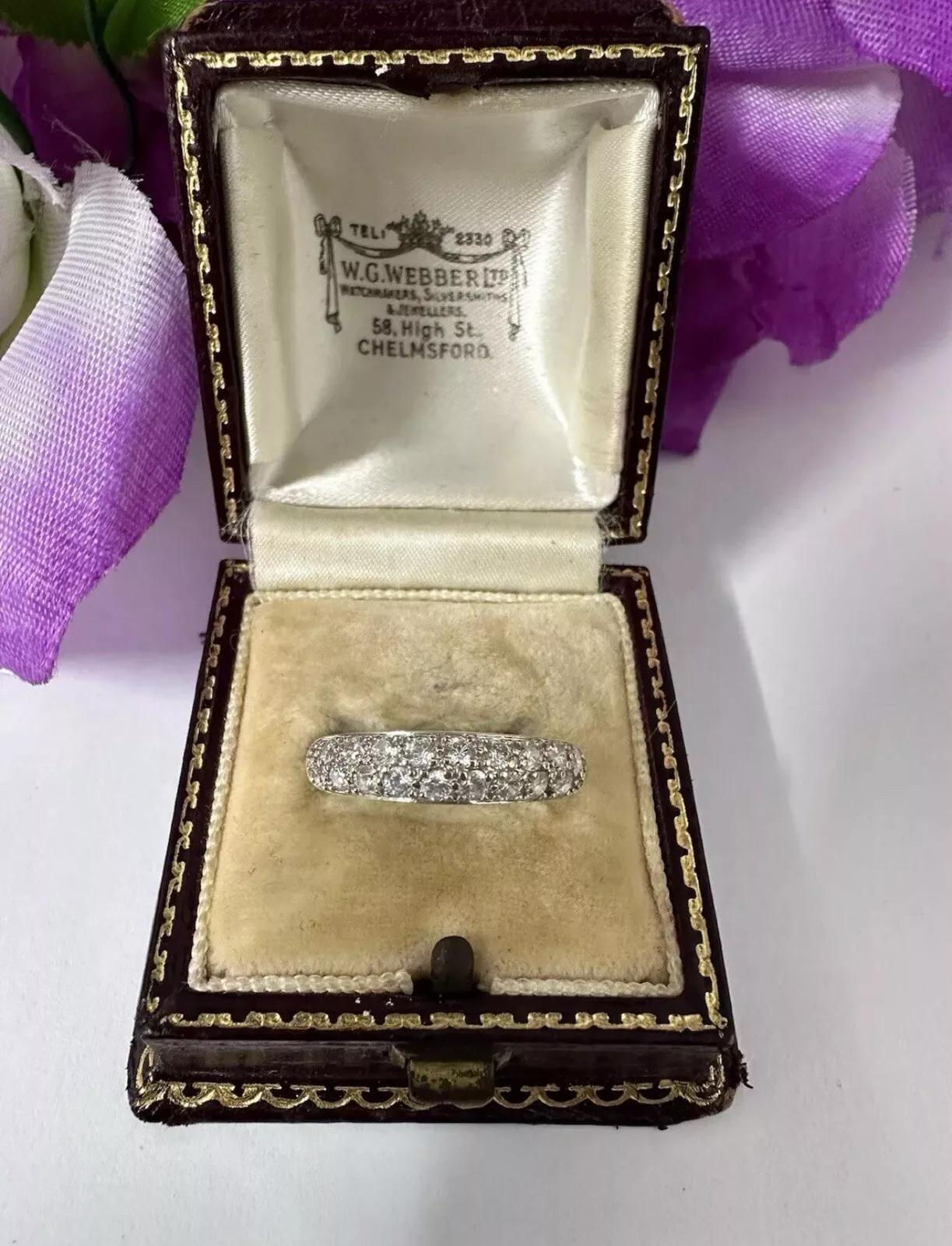 14k Diamond Cluster Band Double Row Yellow Gold