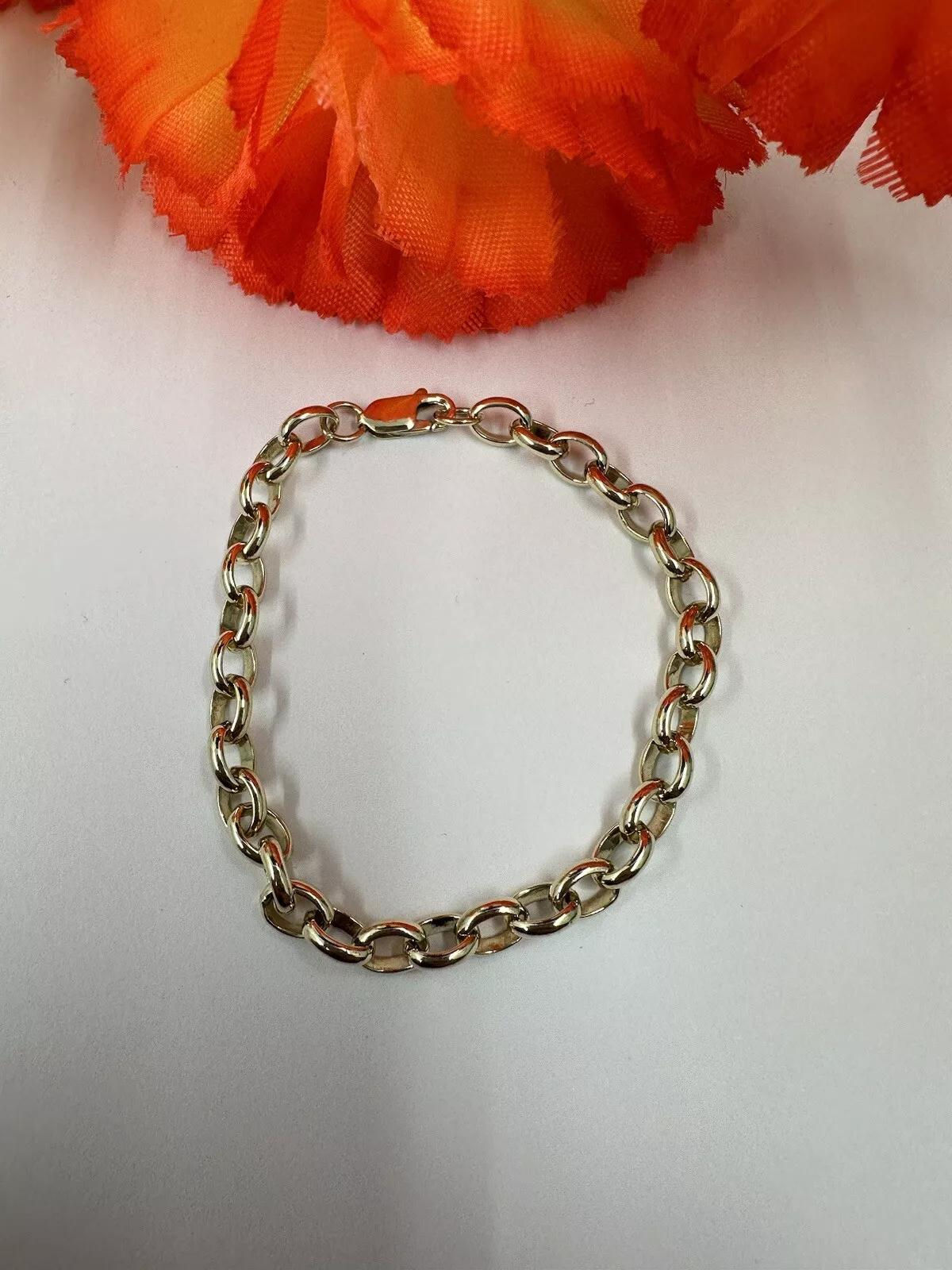 Classic Thick Oval Belcher Bracelet 9ct 7”