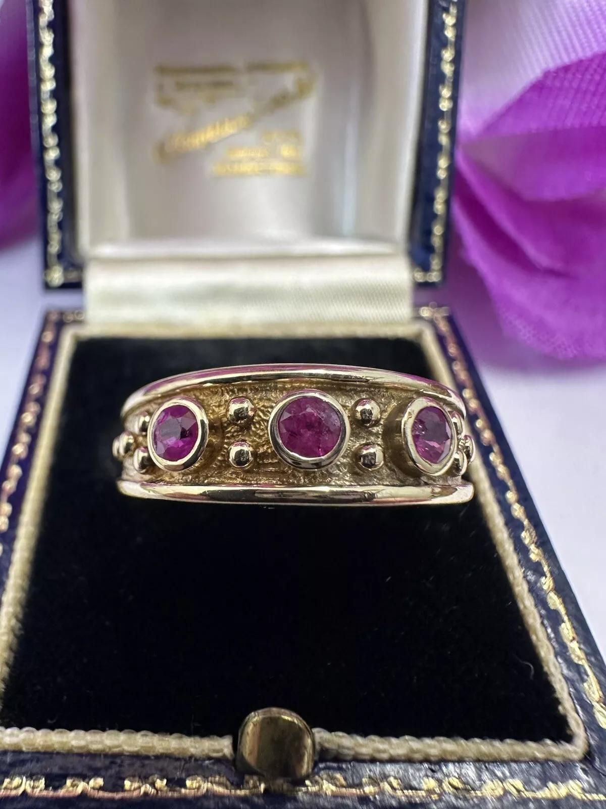 Pink Ruby 9ct Gold Regal Style Ring