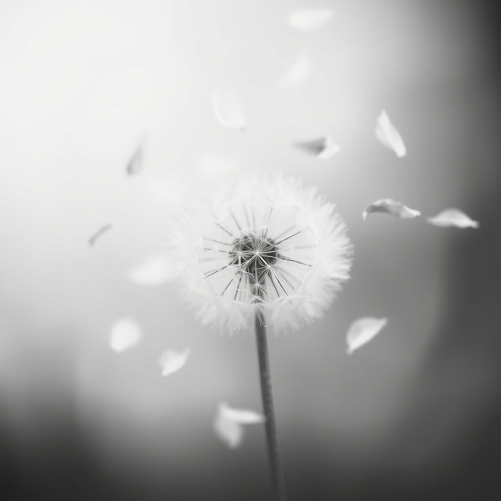 Dandelion with petals scattering