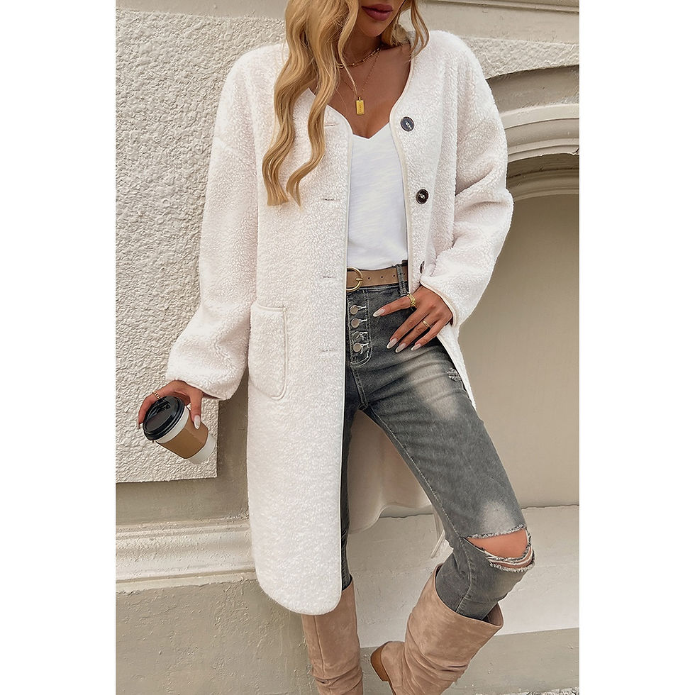 Thumbnail: Beige Long Body Button Down Pocket Coat