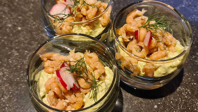 Avocadomousse met Hollandse garnalen