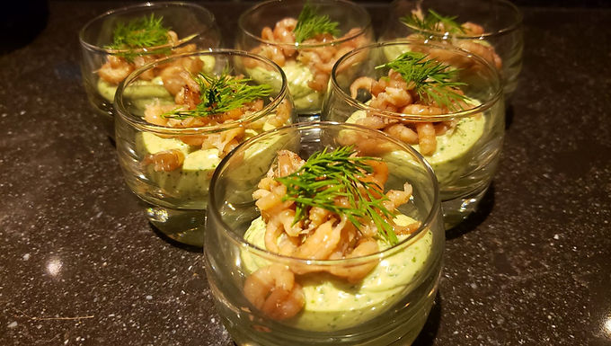 Avocado-crème met garnaaltjes