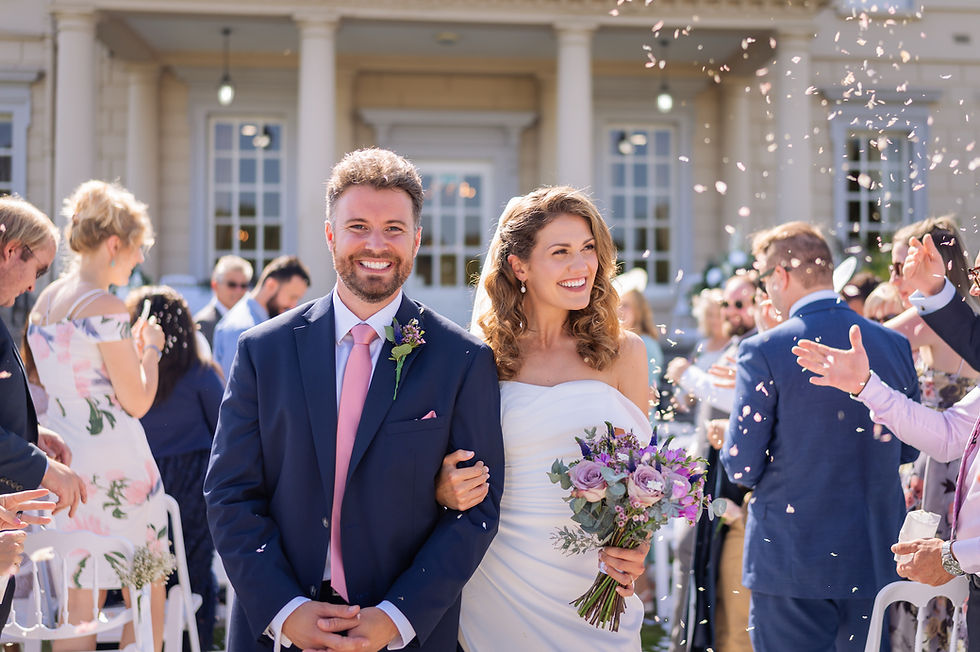 Confetti moment at Buxted Park wedding