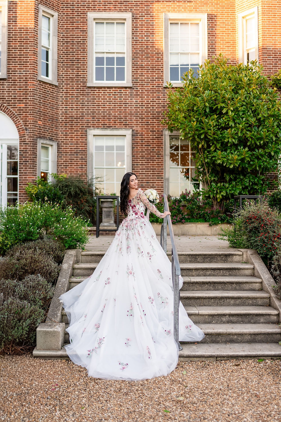 Bridal portraits in the gardens at Pelham House
